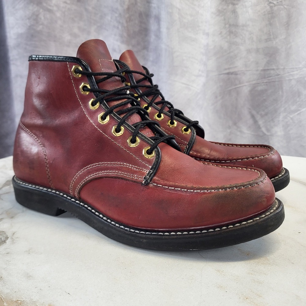 Vintage Herman Survivor Oxblood Red Moc Toe Boots Men's 10 E